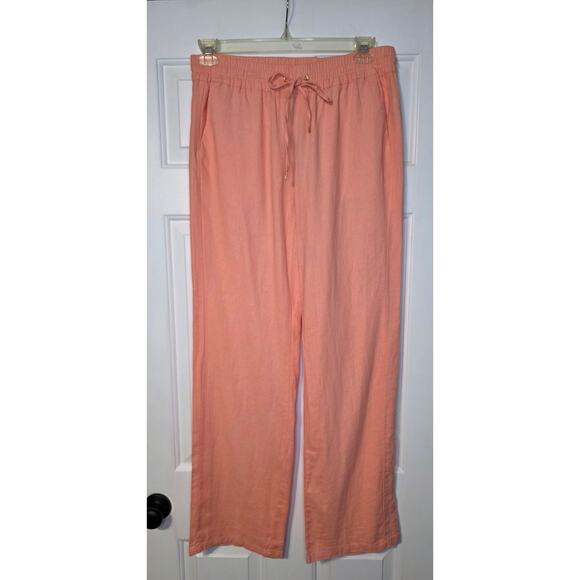 NWT Love Tree Womens‎ Linen Blend Peach Pull On Pants Size L - Picture 1 of 6